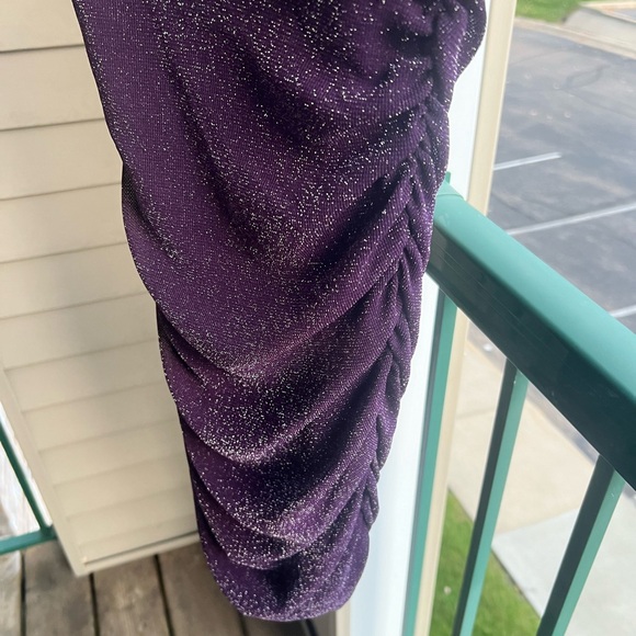 🆕 ✨ B. Darlin Purple Glitter Bodycon Mini Dress Metallic Party Dress Size 15/16 - Picture 9 of 12